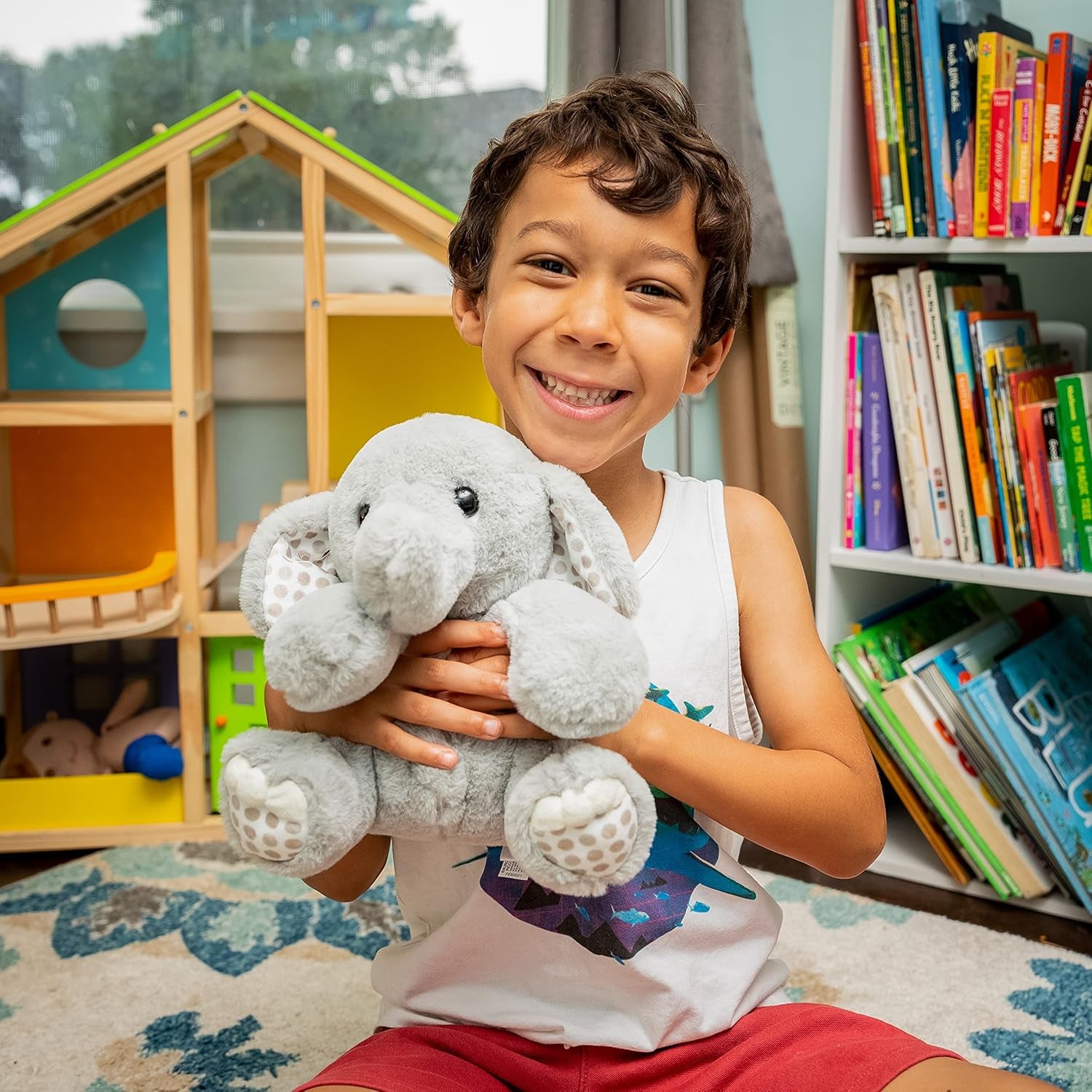 Ebba - Lil' Benny - Jungle Safari Gray Plush Elephant Stuffed Animal for Boys, Baby Stuffed Animals Toy Plushie - Polka Dot