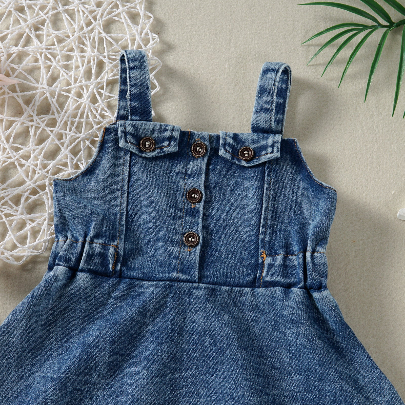 Cross-Border Infant Baby Girl Children'S Clothing Strap Denim Dress